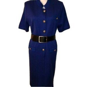 Collectibles Seattle Dress Womens Blue Knit Short Sleeve Flat Collar Acrylic